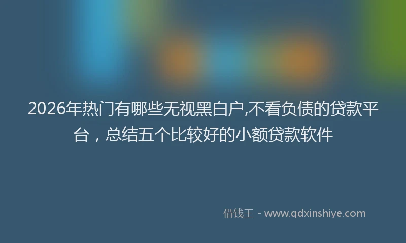 2026年热门有哪些无视黑白户,不看负债的贷款平台，总结五个比较好的小额贷款软件