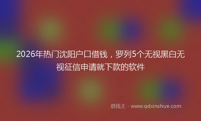 2026年热门沈阳户口借钱,罗列5个无视黑白无视征信申请就下款的软件