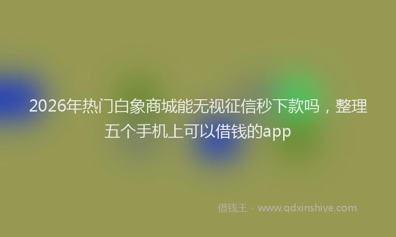 2026年热门白象商城能无视征信秒下款吗，整理五个手机上可以借钱的app