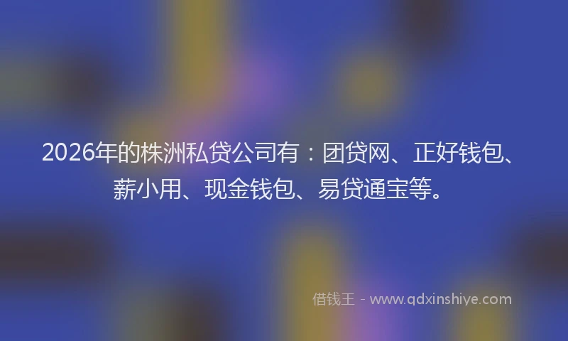 2026年的株洲私贷公司有：团贷网、正好钱包、薪小用、现金钱包、易贷通宝等。