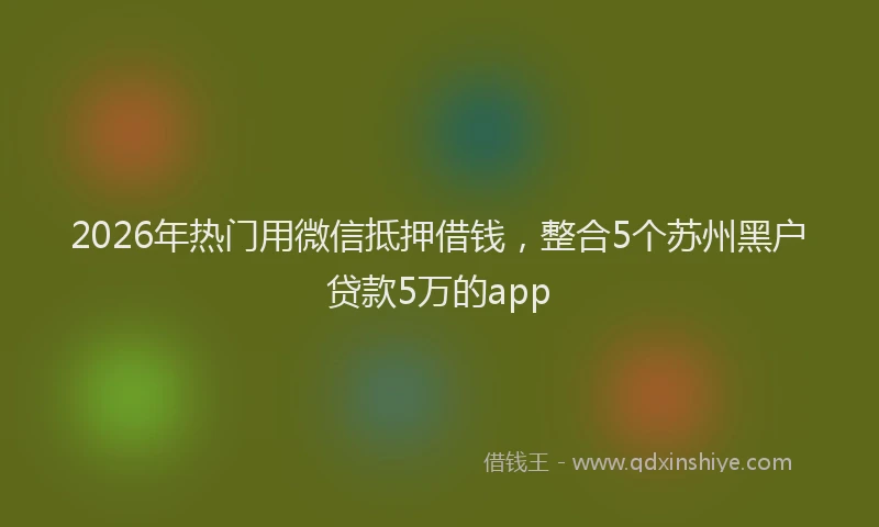 2026年热门用微信抵押借钱，整合5个苏州黑户贷款5万的app