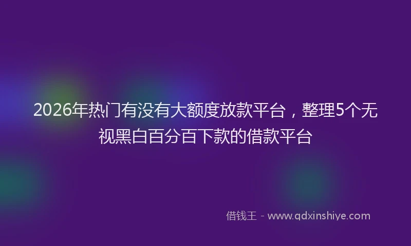 2026年热门有没有大额度放款平台，整理5个无视黑白百分百下款的借款平台