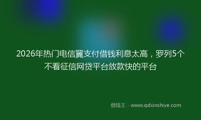 2026年热门电信翼支付借钱利息太高，罗列5个不看征信网贷平台放款快的平台