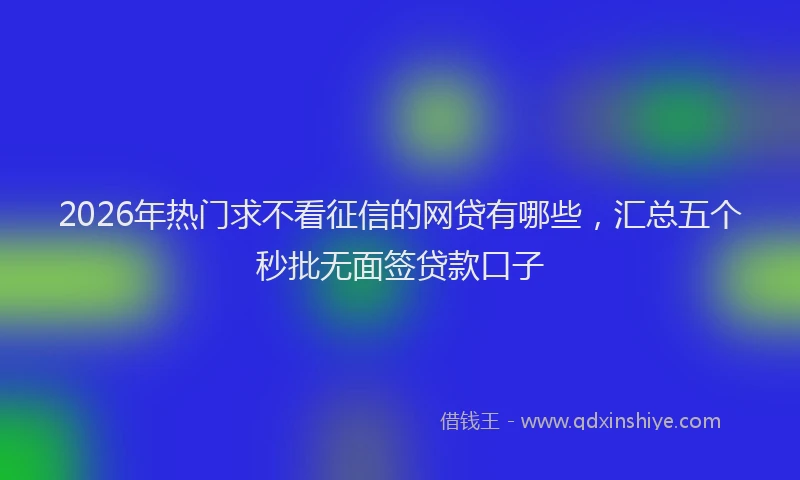 2026年热门求不看征信的网贷有哪些，汇总五个秒批无面签贷款口子
