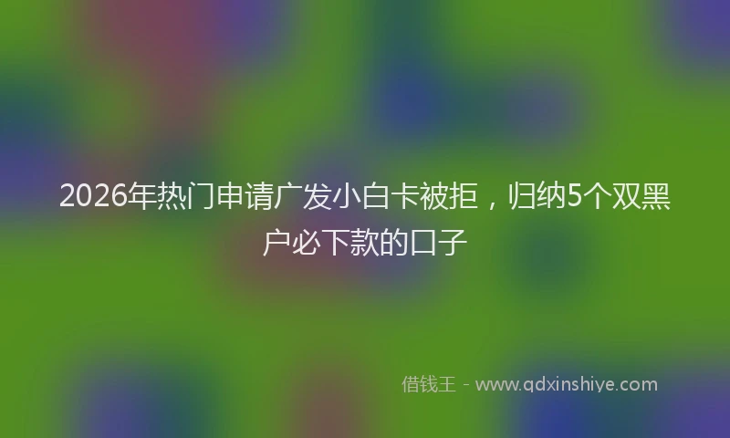 2026年热门申请广发小白卡被拒，归纳5个双黑户必下款的口子