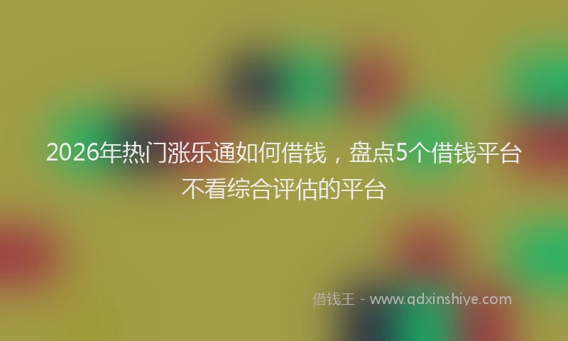 2026年热门涨乐通如何借钱，盘点5个借钱平台不看综合评估的平台