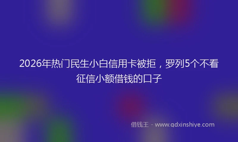 2026年热门民生小白信用卡被拒，罗列5个不看征信小额借钱的口子