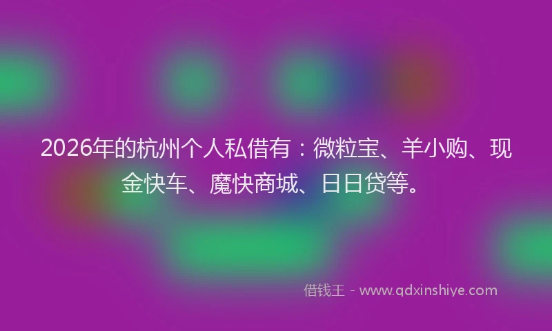 2026年的杭州个人私借有：微粒宝、羊小购、现金快车、魔快商城、日日贷等。