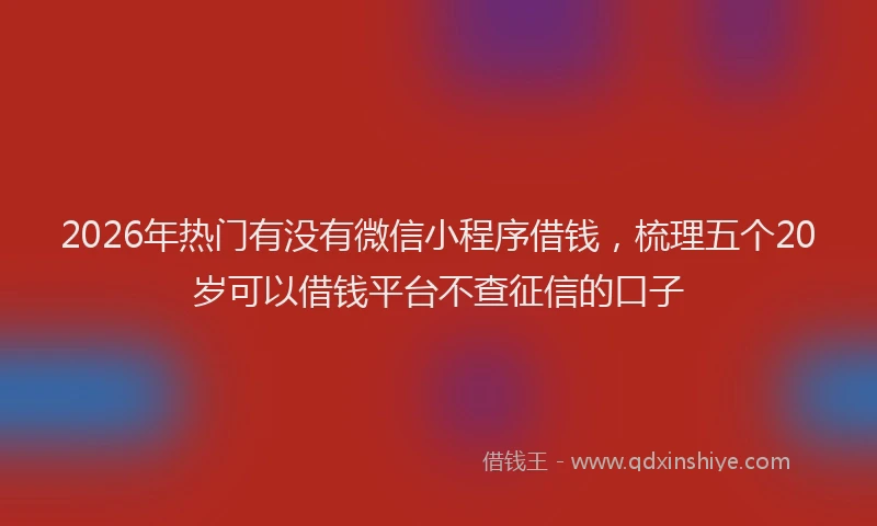 2026年热门有没有微信小程序借钱，梳理五个20岁可以借钱平台不查征信的口子