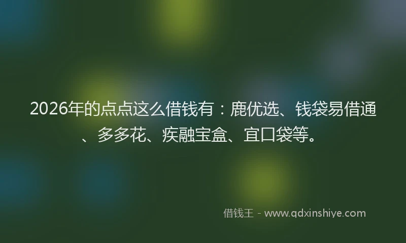 2026年的点点这么借钱有：鹿优选、钱袋易借通、多多花、疾融宝盒、宜口袋等。