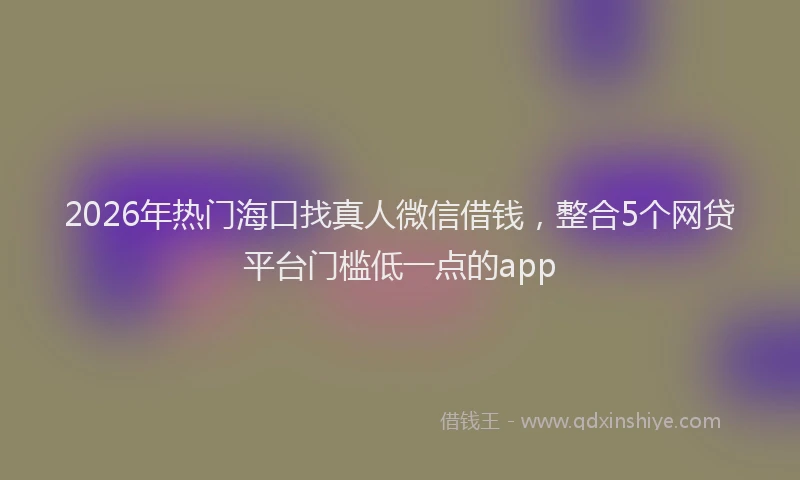 2026年热门海口找真人微信借钱，整合5个网贷平台门槛低一点的app