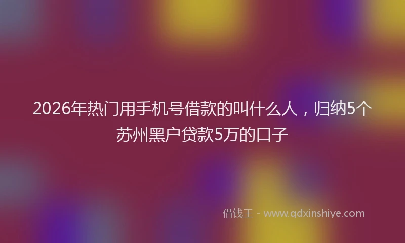2026年热门用手机号借款的叫什么人，归纳5个苏州黑户贷款5万的口子