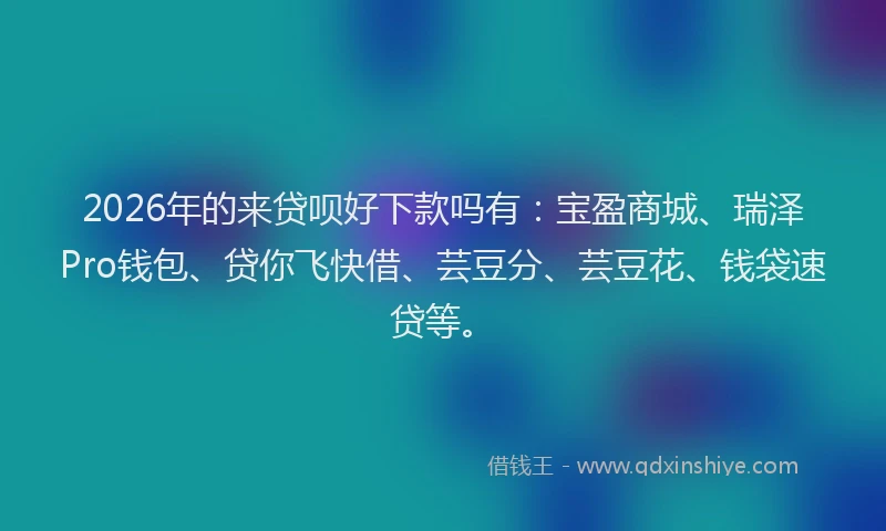 2026年的来贷呗好下款吗有：宝盈商城、瑞泽Pro钱包、贷你飞快借、芸豆分、芸豆花、钱袋速贷等。