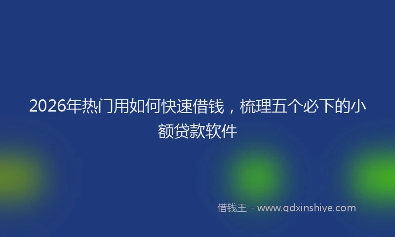 2026年热门用如何快速借钱，梳理五个必下的小额贷款软件