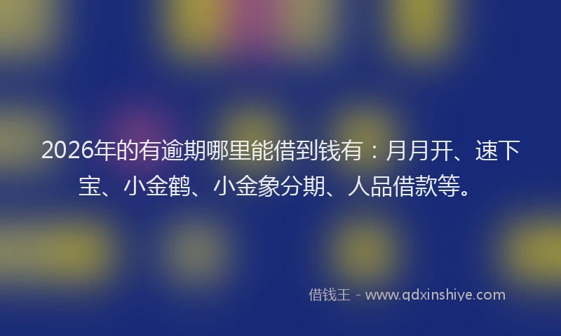 2026年的有逾期哪里能借到钱有:月月开、速下宝、小金鹤、小金象分期、人品借款等。