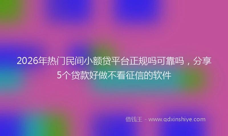 2026年热门民间小额贷平台正规吗可靠吗，分享5个贷款好做不看征信的软件