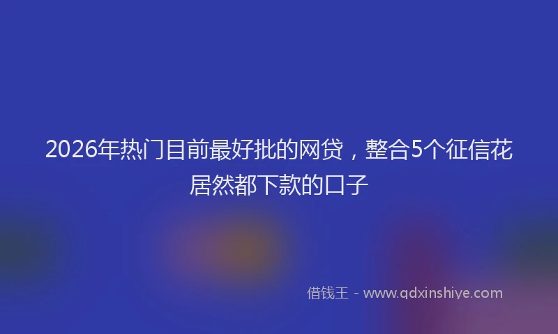 2026年热门目前最好批的网贷，整合5个征信花居然都下款的口子
