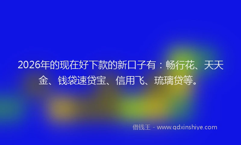 2026年的现在好下款的新口子有：畅行花、天天金、钱袋速贷宝、信用飞、琉璃贷等。