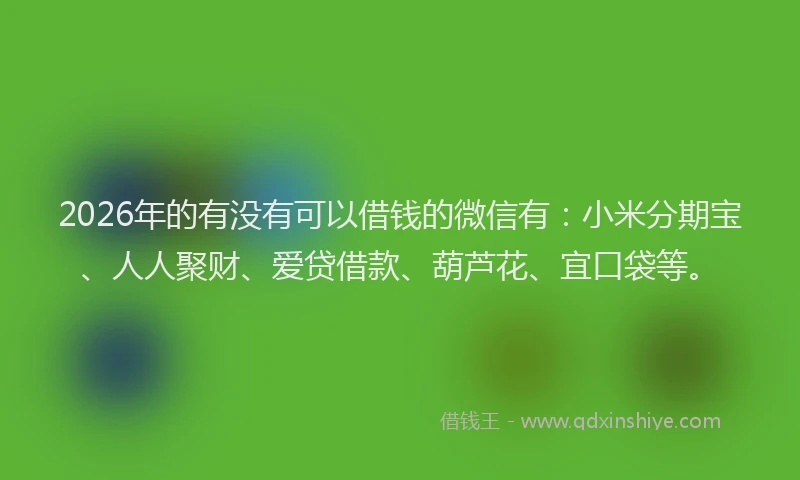 2026年的有没有可以借钱的微信有：小米分期宝、人人聚财、爱贷借款、葫芦花、宜口袋等。