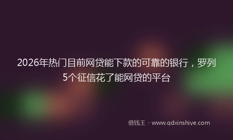 2026年热门目前网贷能下款的可靠的银行，罗列5个征信花了能网贷的平台