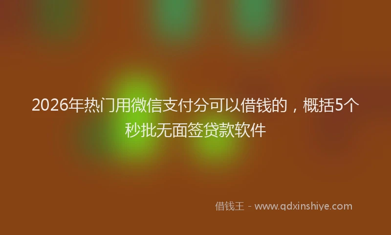 2026年热门用微信支付分可以借钱的,概括5个秒批无面签贷款软件