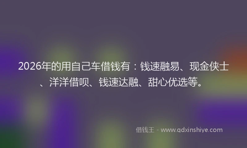 2026年的用自己车借钱有：钱速融易、现金侠士、洋洋借呗、钱速达融、甜心优选等。