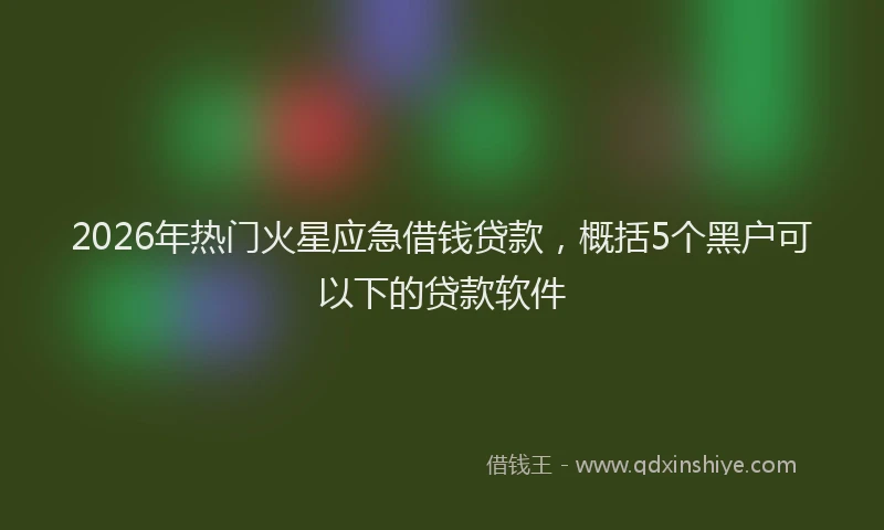 2026年热门火星应急借钱贷款，概括5个黑户可以下的贷款软件