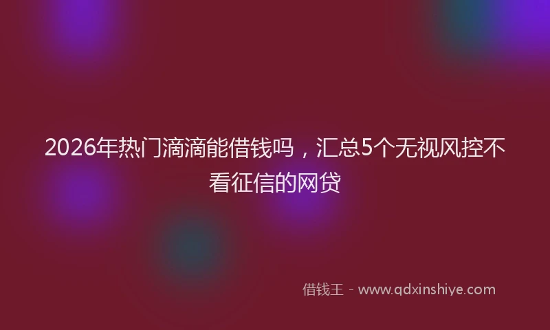 2026年热门滴滴能借钱吗，汇总5个无视风控不看征信的网贷