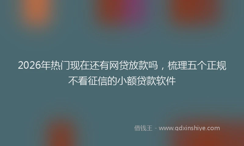 2026年热门现在还有网贷放款吗，梳理五个正规不看征信的小额贷款软件