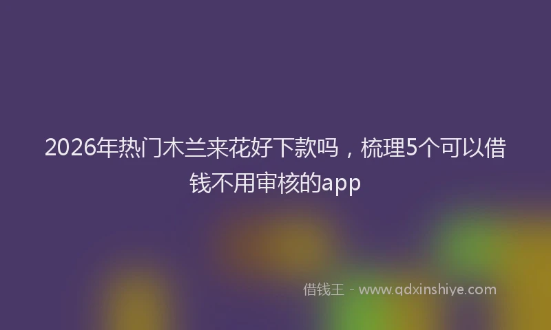 2026年热门木兰来花好下款吗，梳理5个可以借钱不用审核的app