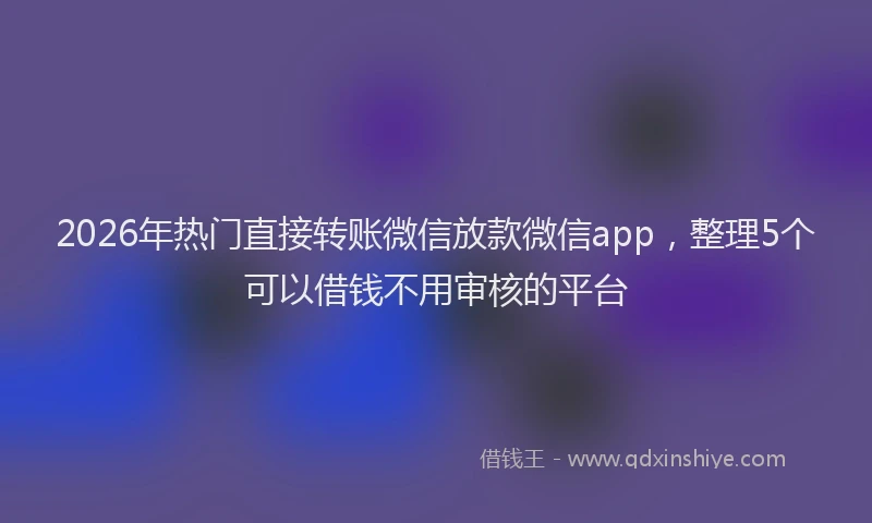2026年热门直接转账微信放款微信app，整理5个可以借钱不用审核的平台