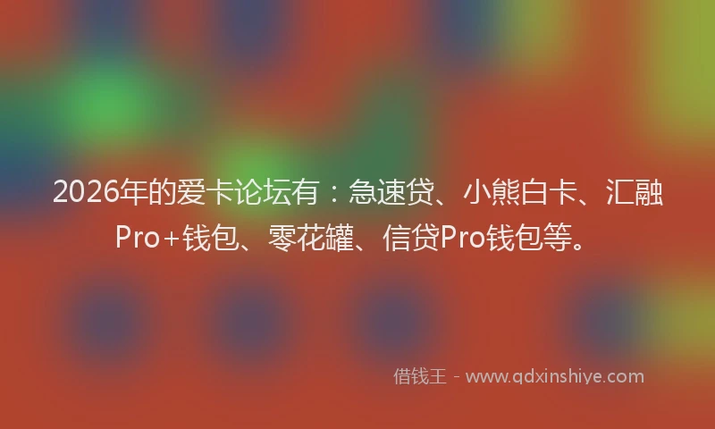 2026年的爱卡论坛有：急速贷、小熊白卡、汇融Pro+钱包、零花罐、信贷Pro钱包等。