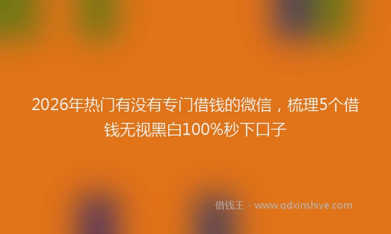 2026年热门有没有专门借钱的微信，梳理5个借钱无视黑白100%秒下口子