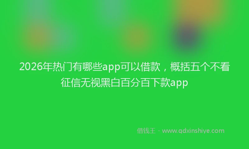 2026年热门有哪些app可以借款，概括五个不看征信无视黑白百分百下款app