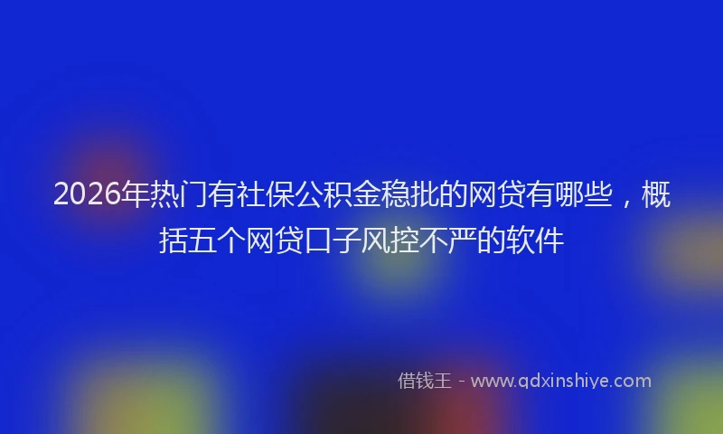 2026年热门有社保公积金稳批的网贷有哪些，概括五个网贷口子风控不严的软件