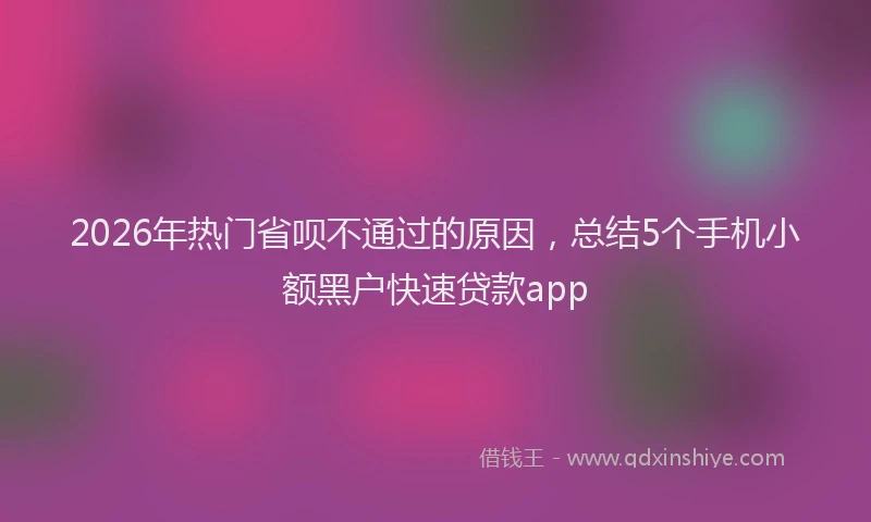 2026年热门省呗不通过的原因，总结5个手机小额黑户快速贷款app