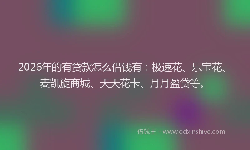 2026年的有贷款怎么借钱有：极速花、乐宝花、麦凯旋商城、天天花卡、月月盈贷等。