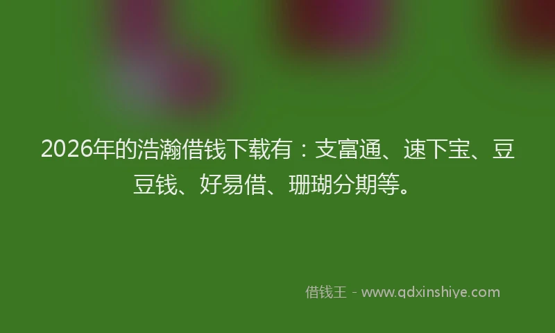 2026年的浩瀚借钱下载有：支富通、速下宝、豆豆钱、好易借、珊瑚分期等。