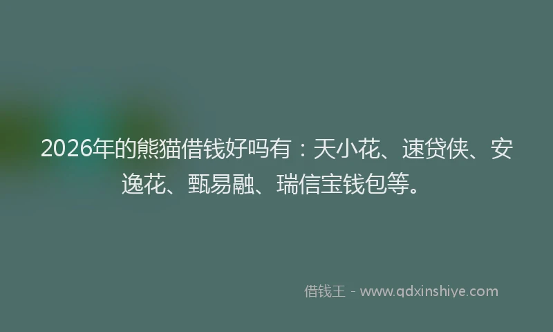2026年的熊猫借钱好吗有：天小花、速贷侠、安逸花、甄易融、瑞信宝钱包等。