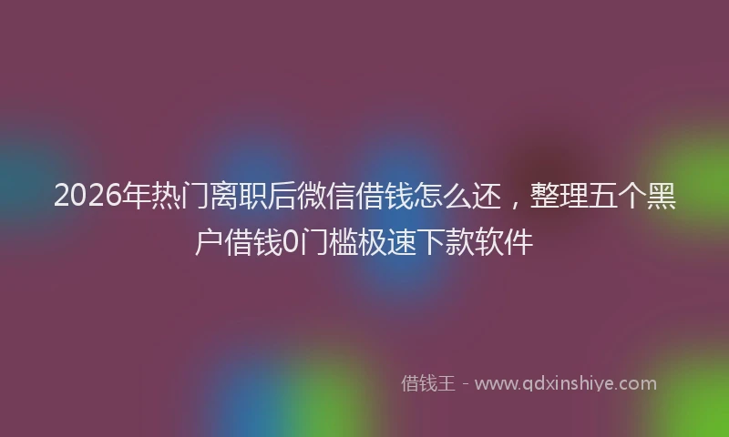 2026年热门离职后微信借钱怎么还，整理五个黑户借钱0门槛极速下款软件