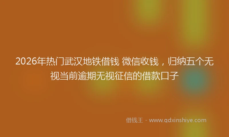 2026年热门武汉地铁借钱 微信收钱，归纳五个无视当前逾期无视征信的借款口子