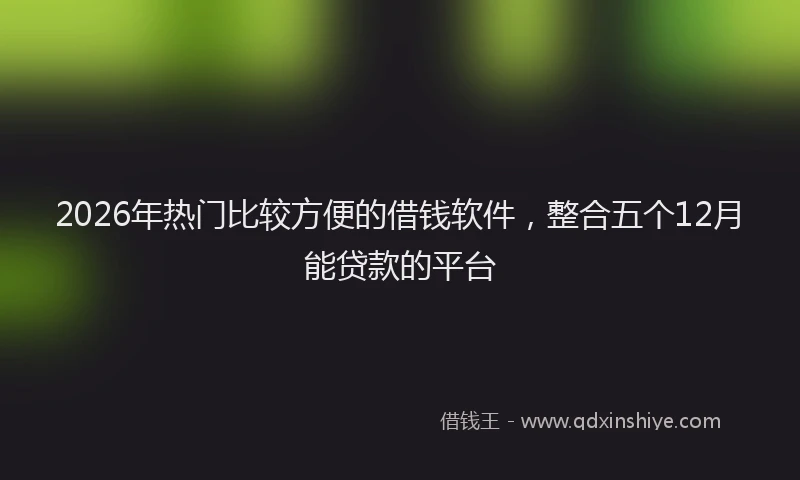 2026年热门比较方便的借钱软件，整合五个12月能贷款的平台