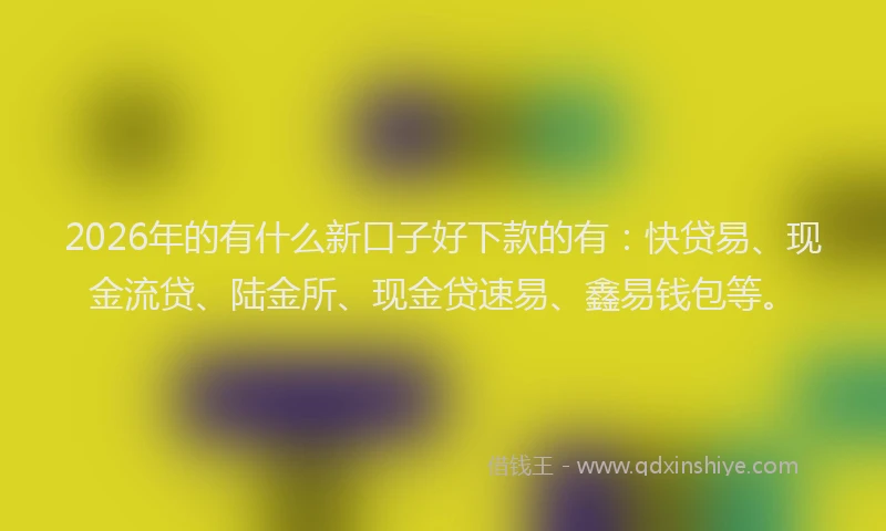 2026年的有什么新口子好下款的有：快贷易、现金流贷、陆金所、现金贷速易、鑫易钱包等。