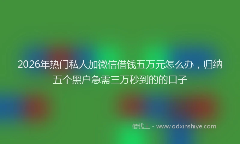 2026年热门私人加微信借钱五万元怎么办，归纳五个黑户急需三万秒到的的口子