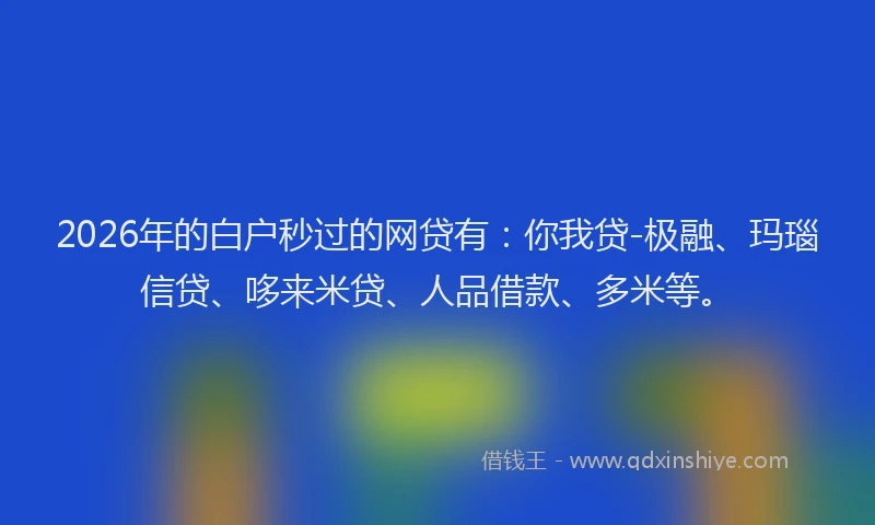 2026年的白户秒过的网贷有：你我贷-极融、玛瑙信贷、哆来米贷、人品借款、多米等。