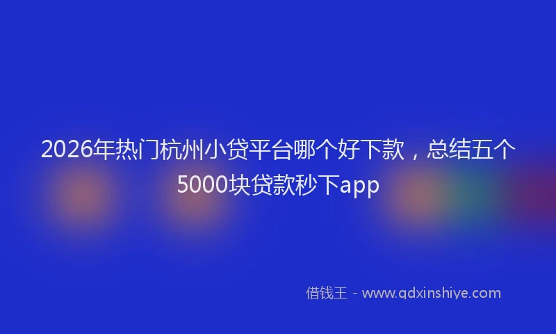 2026年热门杭州小贷平台哪个好下款，总结五个5000块贷款秒下app