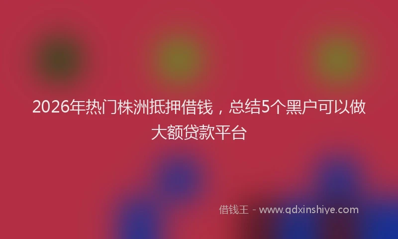 2026年热门株洲抵押借钱，总结5个黑户可以做大额贷款平台