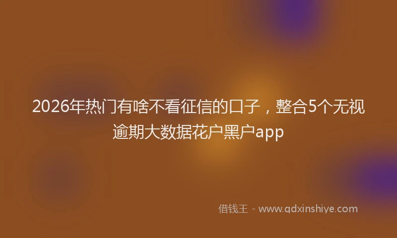 2026年热门有啥不看征信的口子，整合5个无视逾期大数据花户黑户app