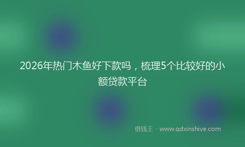 2026年热门木鱼好下款吗，梳理5个比较好的小额贷款平台