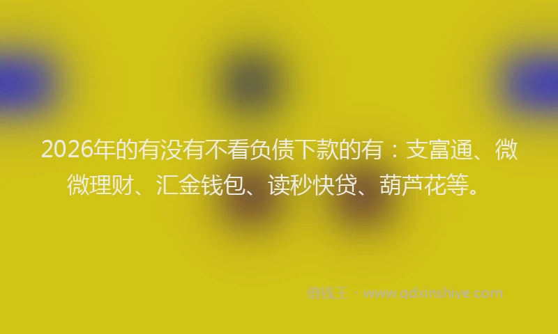 2026年的有没有不看负债下款的有：支富通、微微理财、汇金钱包、读秒快贷、葫芦花等。